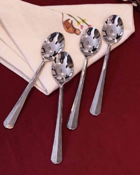 Elegant Lining Dessert Spoons | Set of 4