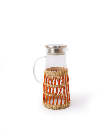 Vibrant Clear Lemonade Rattan Wrap Jug | 4 x 10 inches