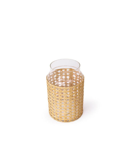 Handmade Glass Vase With Rattan Wrap