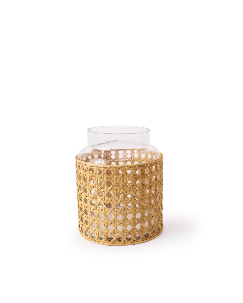 Handmade Glass Vase With Rattan Wrap