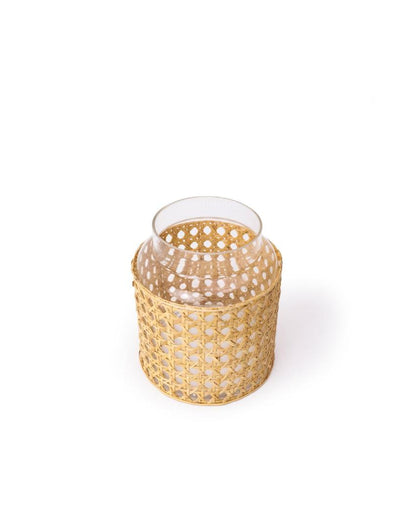 Handmade Glass Vase With Rattan Wrap