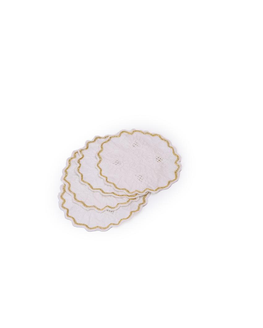 Gota Chikankari Coasters | Set of 4 | 4 inches