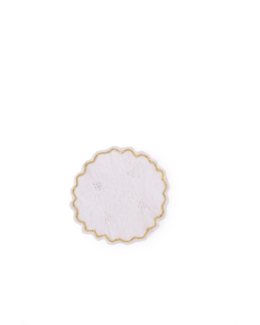 Gota Chikankari Coasters | Set of 4 | 4 inches