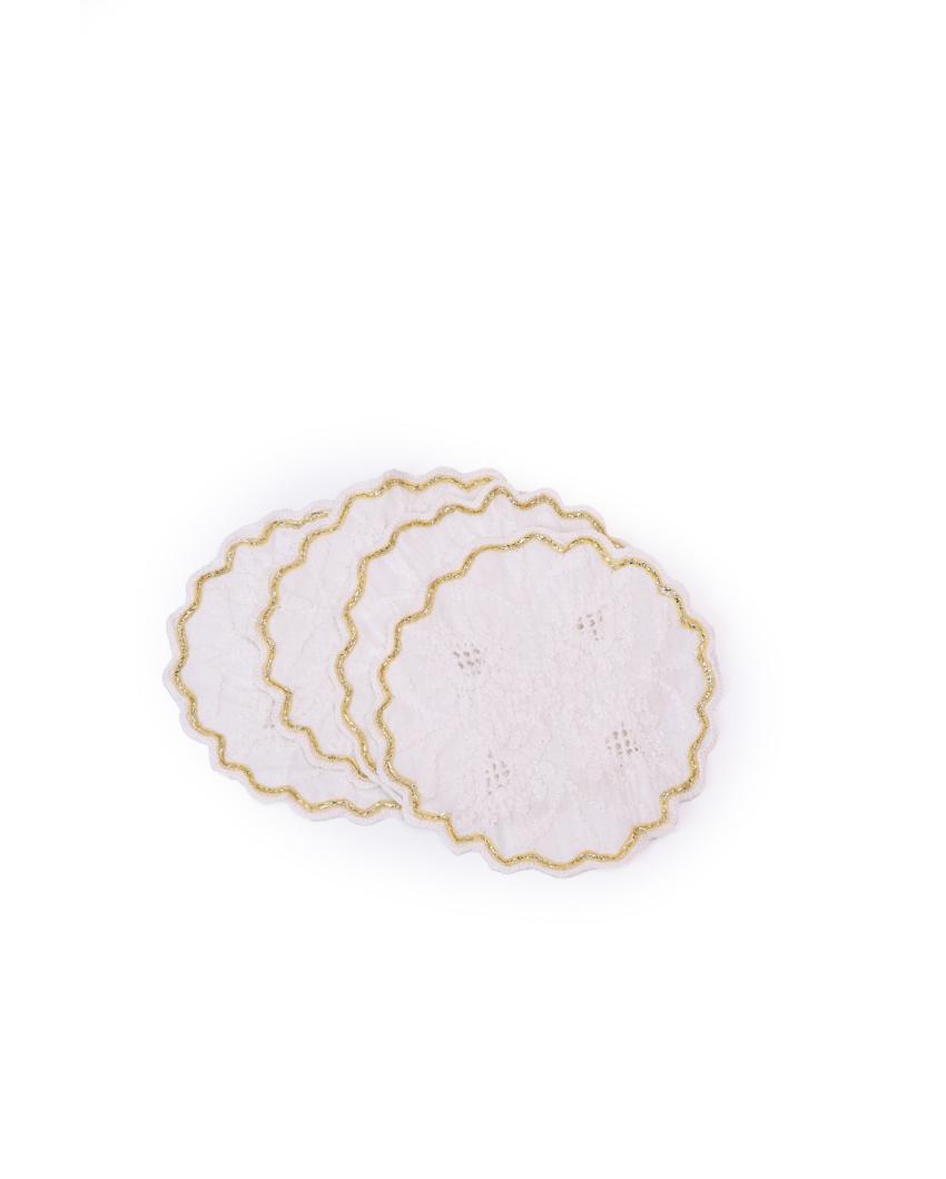 Gota Chikankari Coasters | Set of 4 | 4 inches