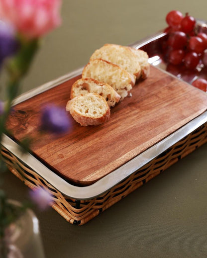 Rustic Cheese Platter with Rattan Base