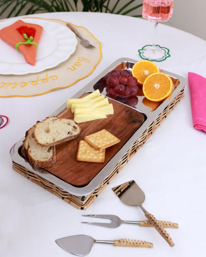 Rustic Cheese Platter with Rattan Base