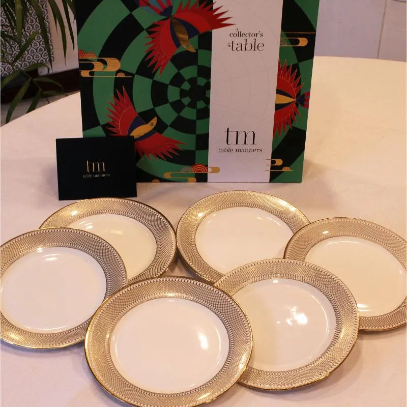 Exclusive Gold Rim Bone China Plates | Set of 6