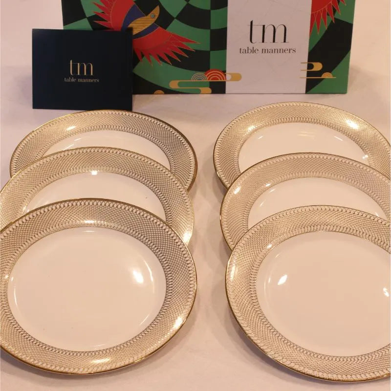 Exclusive Gold Rim Bone China Plates | Set of 6