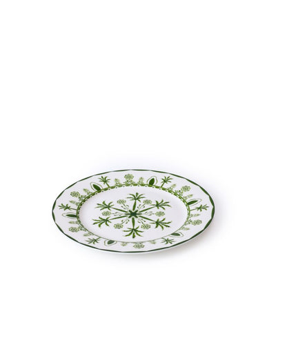 Elegant Green Lush Palm Motifs Design Porcelain Side Plates | Set of 4 | 7 inches