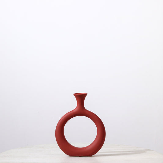 Red Boho Ceramic Vase