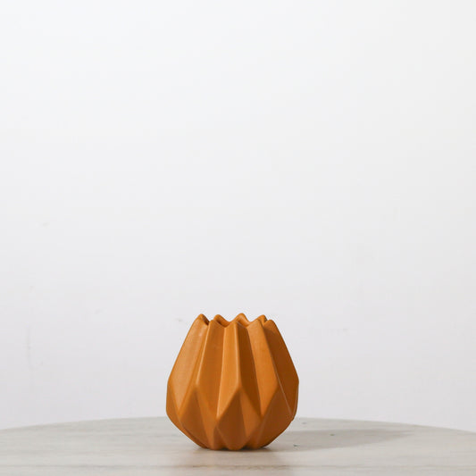 Orange Geometric Ceramic Vase