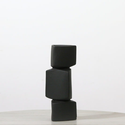 Black Trio Ceramic Vase