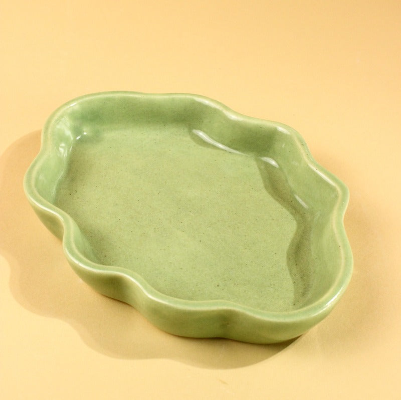 Beautiful Ceramic Cloud Plate Green