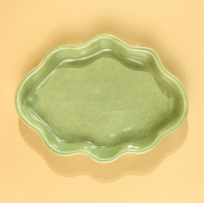 Beautiful Ceramic Cloud Plate Green