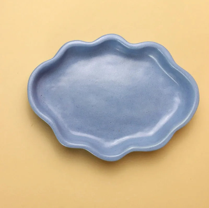 Beautiful Ceramic Cloud Plate Blue