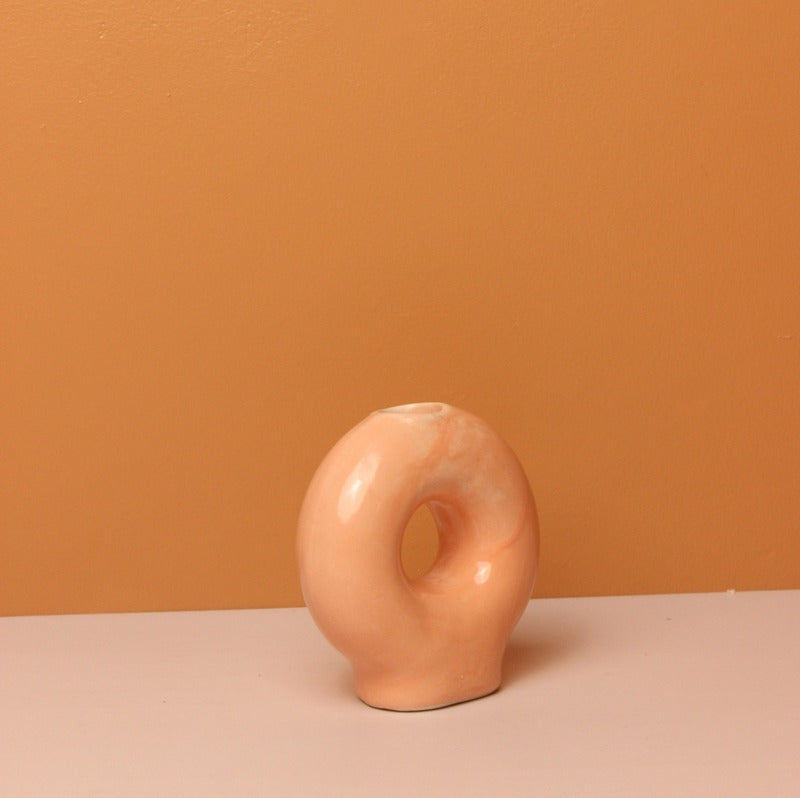 Decorative Circle of Light Candle Holder Orange