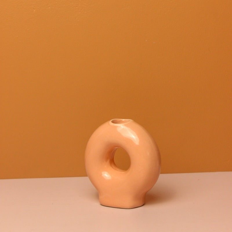 Decorative Circle of Light Candle Holder Orange