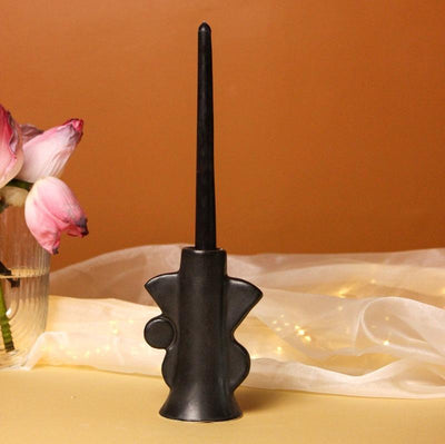 Abstract Design Ceramic Candle Holder Black