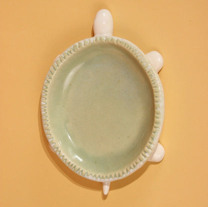 Ceramic Turtle Trinket Dish Light Green