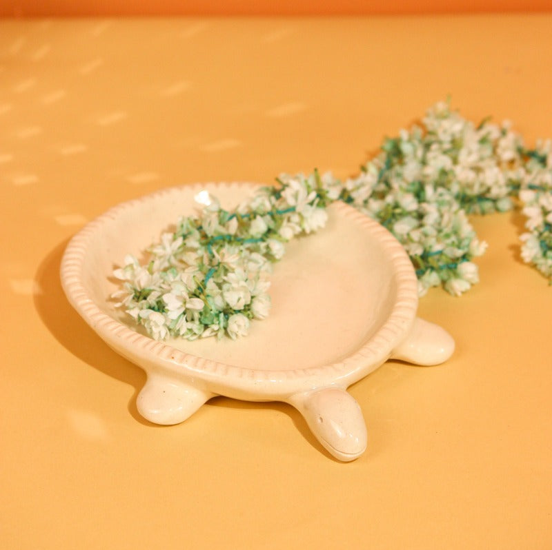 Ceramic Turtle Trinket Dish White