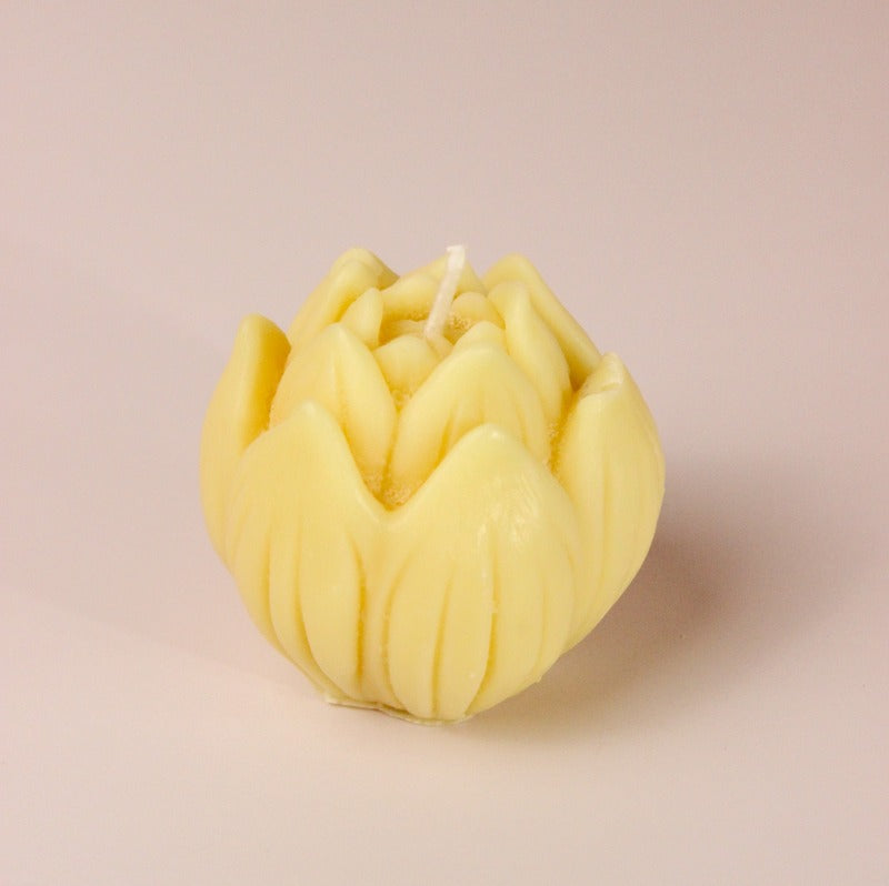 Floral Glow Yellow Lotus Candles | Hazelnut Delight Set of 2