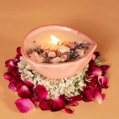 Ceramic Pink Diya Jar Candle | Spring Fling | Single | 5.1 cm / 2 inches