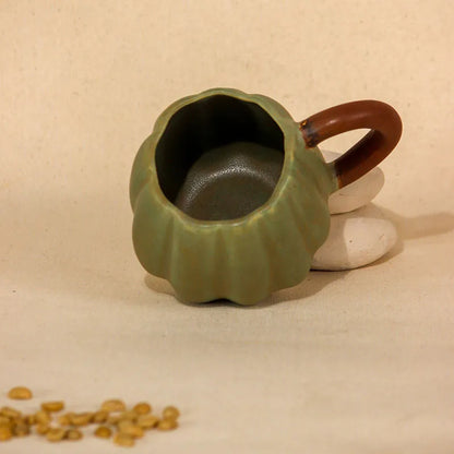 Sage Pumpkin Coffee Mug With Brown Handle | Single , Set of 2