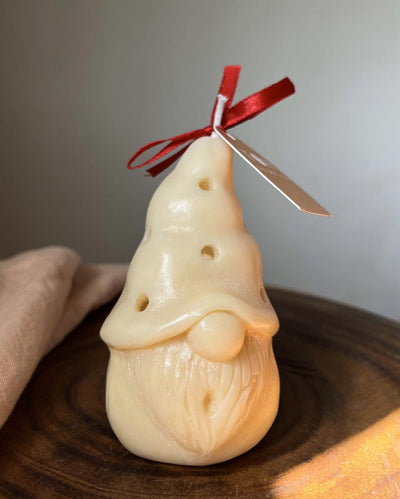 Festive Santa Pillar Candle White