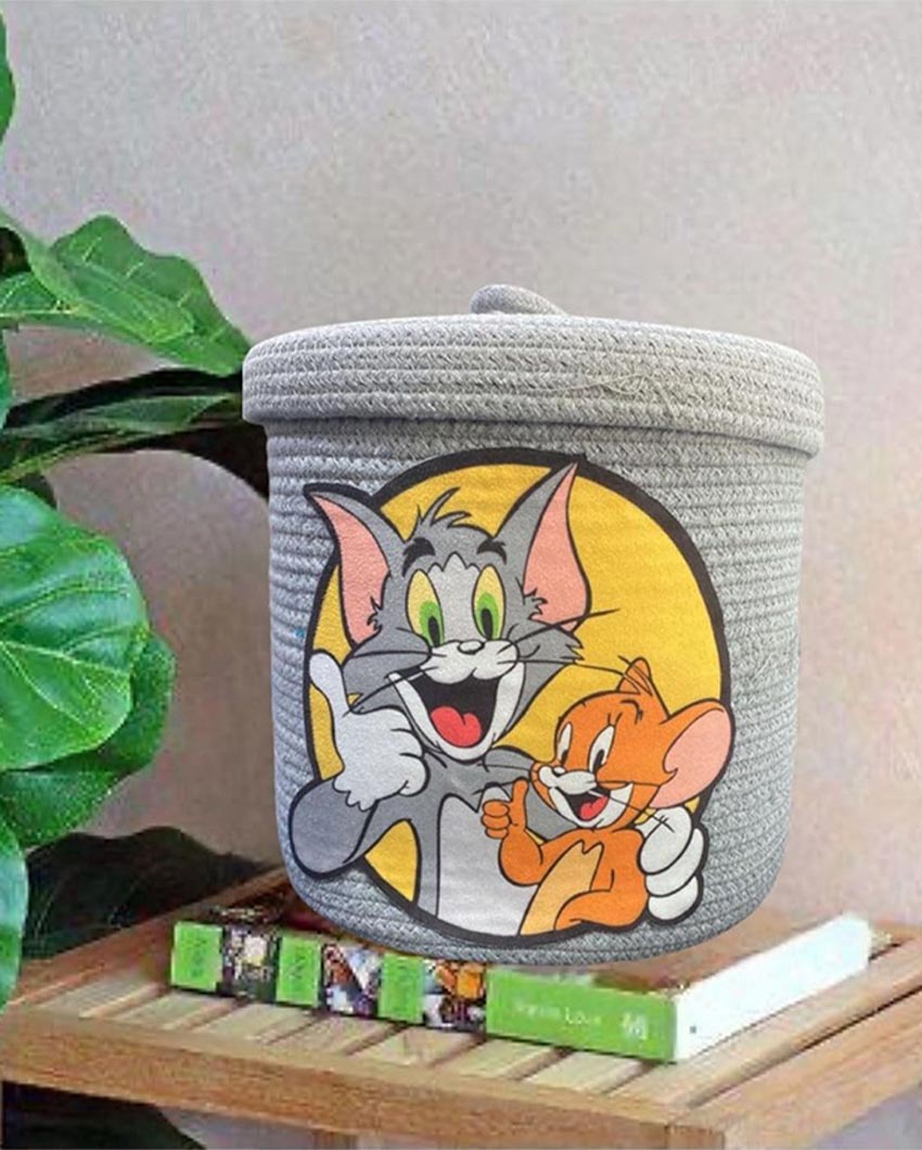 Tom & Jerry Cotton Lid Storage Basket | 10x10 inches