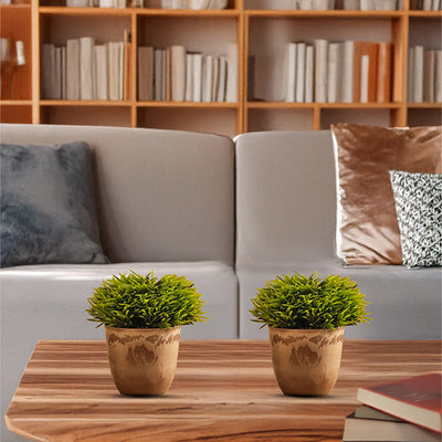 Charming Artificial Potted Topiary Bush | Set of 2 | 3 x 6 inches
