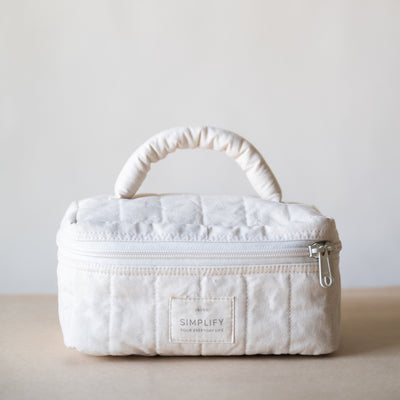 Elegant Ivory Cosmetic Makeup Vanity Pouch | 8 x 5 x 5 inches
