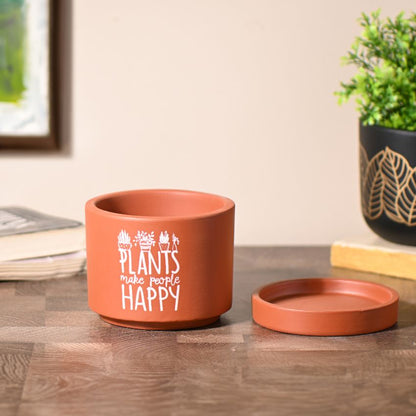 Brown Rustic Charm Terracotta Planter With Matching Stand | 4 x 4 inches | Plant Not Included