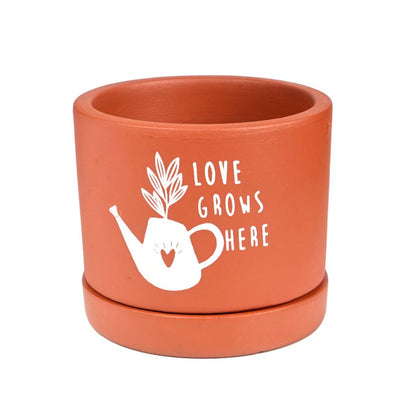 Love Grows Brown Terracotta Planter With Stand | 4 x 4 inches | Plant Not Included