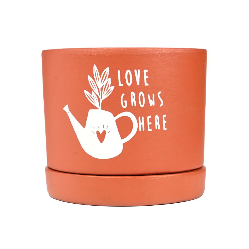 Love Grows Brown Terracotta Planter With Stand | 4 x 4 inches | Plant Not Included