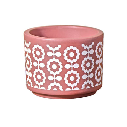 Brown Block Printed Handcrafted Terracotta Planter | 4 x 4 inches | Plant Not Included