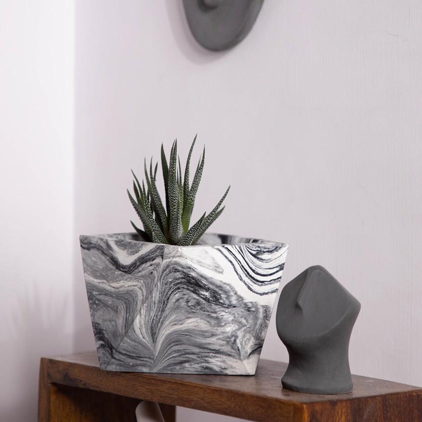 Sleek Geometric Design Trisq Concrete Planter | 4 x 5 x 7 inches