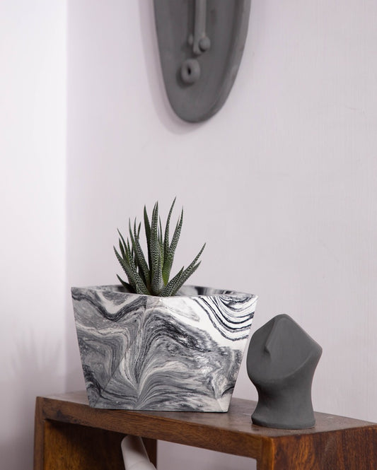 Sleek Geometric Design Trisq Concrete Planter | 4 x 5 x 7 inches