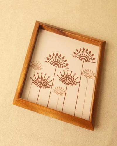 Flower Teak Square Tray