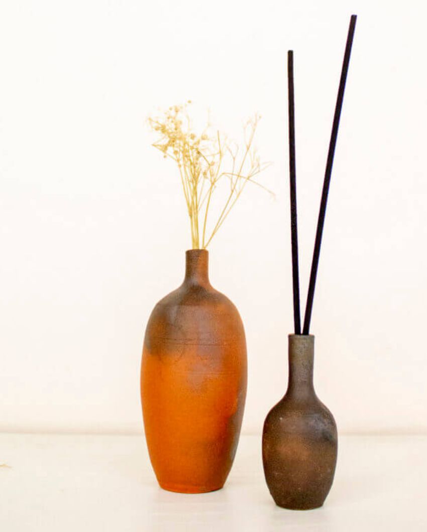 Classic Terracotta Vase with Incense Holder Set