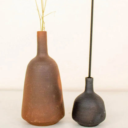 Retro Terracotta Vase with Incense Holder Set