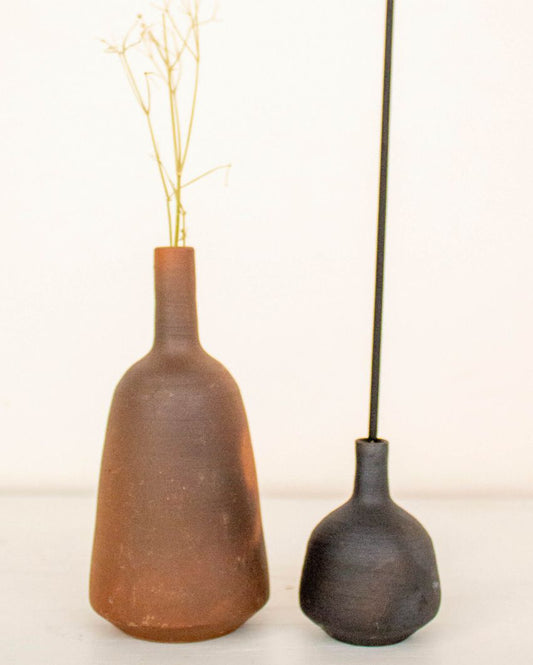 Retro Terracotta Vase with Incense Holder Set