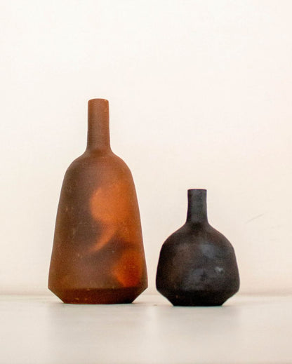 Retro Terracotta Vase with Incense Holder Set