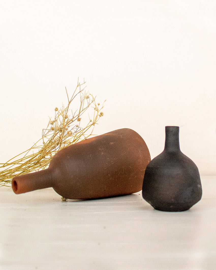 Retro Terracotta Vase with Incense Holder Set