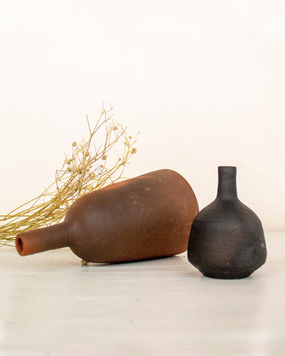 Retro Terracotta Vase with Incense Holder Set