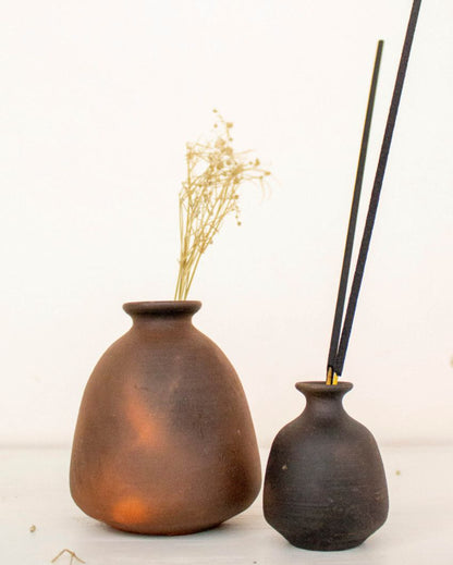 Modern Terracotta Vase with Incense Holder Set