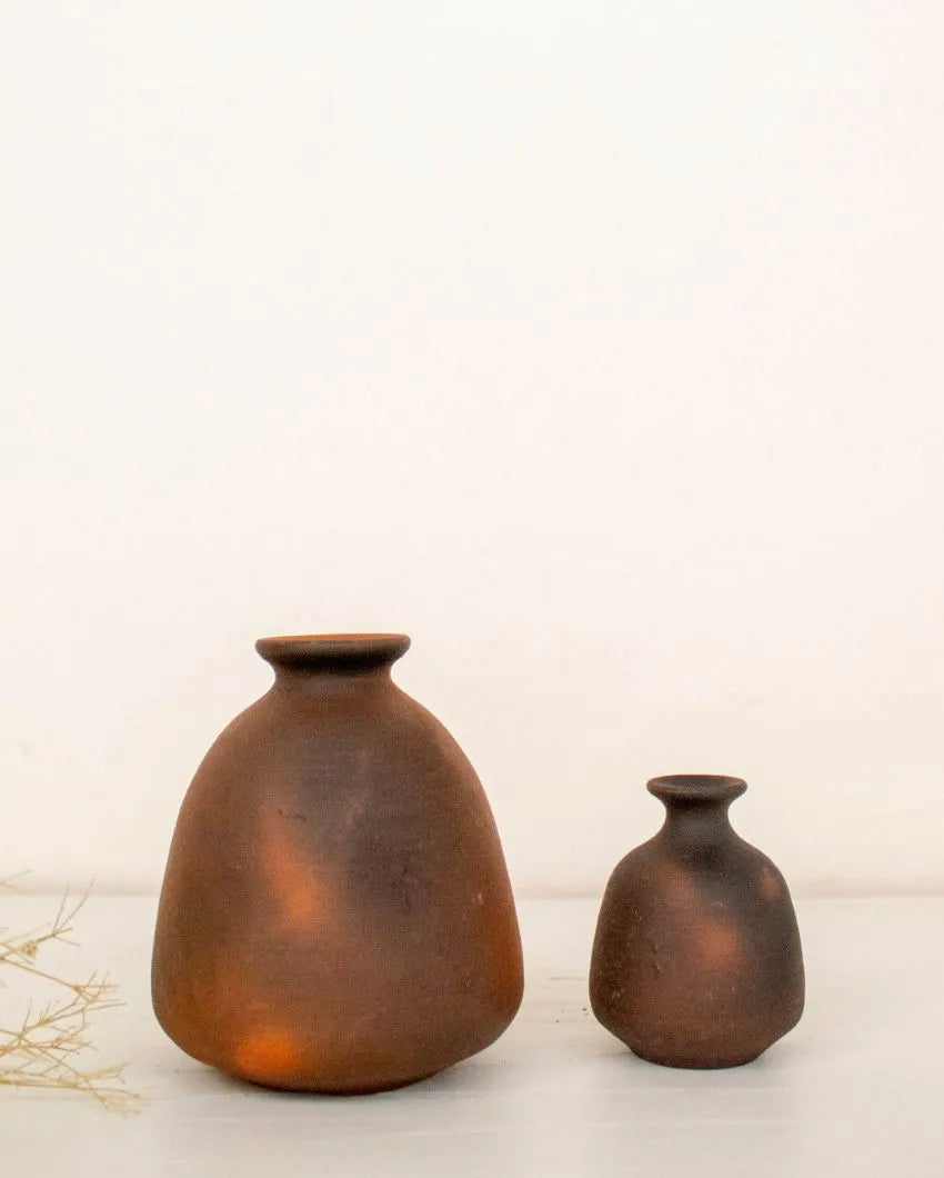 Modern Terracotta Vase with Incense Holder Set