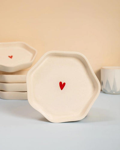 Elegant Ceramic Heart Plate | 6 inches