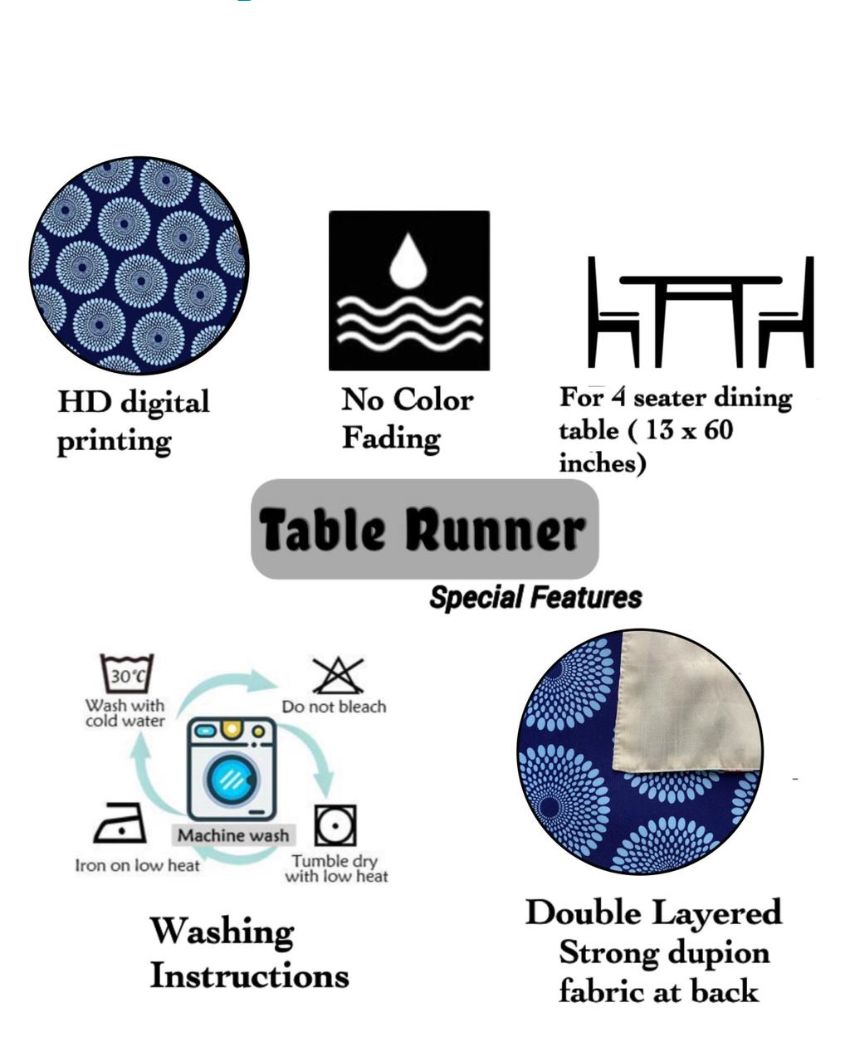 Blue Polyester Table Runner