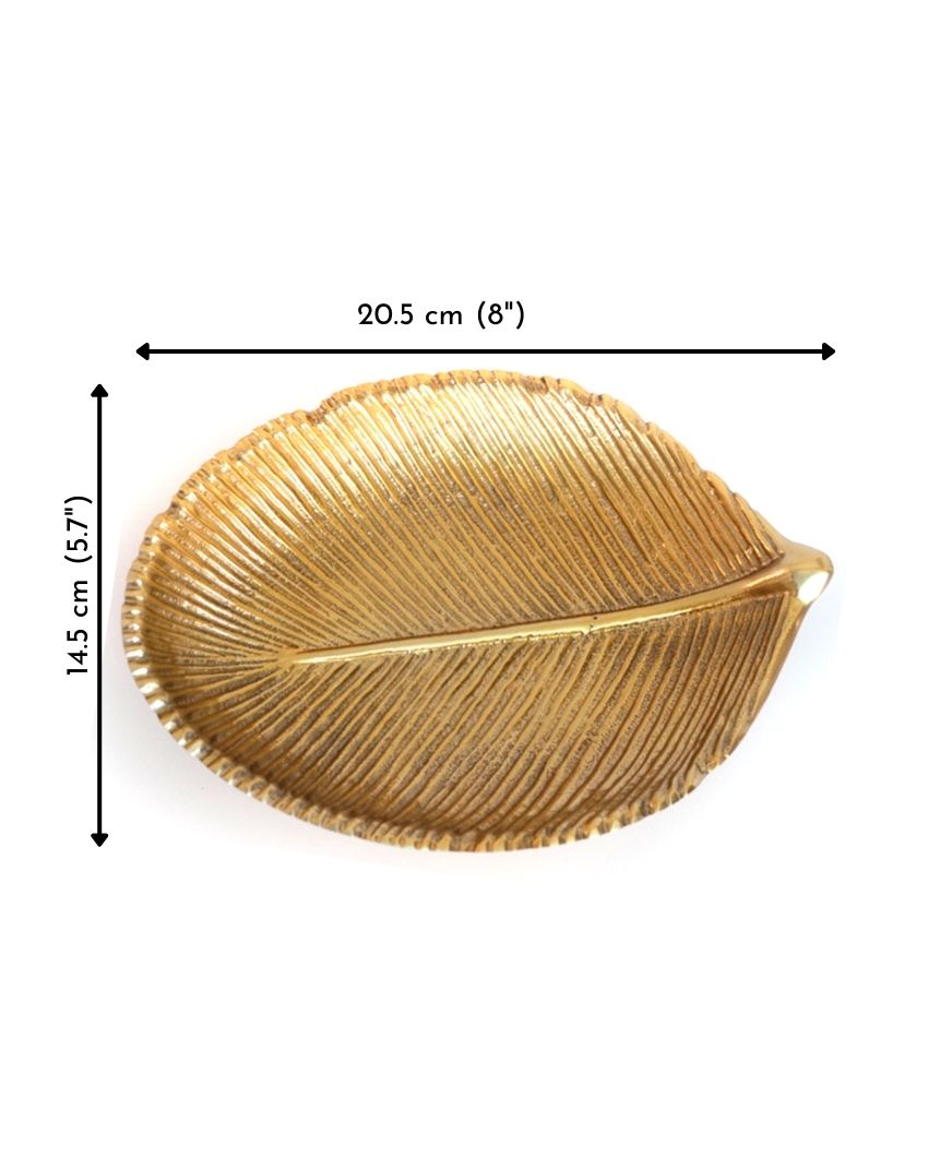 Leaf-Shaped Golden Shade Serving Platter Tray