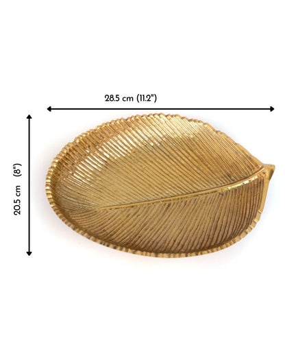 Leaf-Shaped Golden Shade Serving Platter Tray